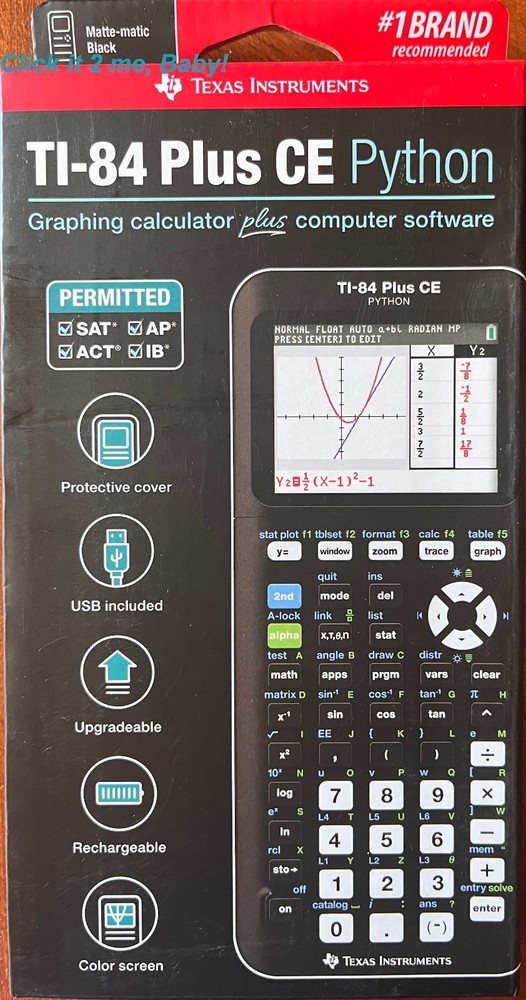 Python BLACK Texas Instruments TI-84 Plus CE Graphic Calculatr NEW Seal FREE S&H