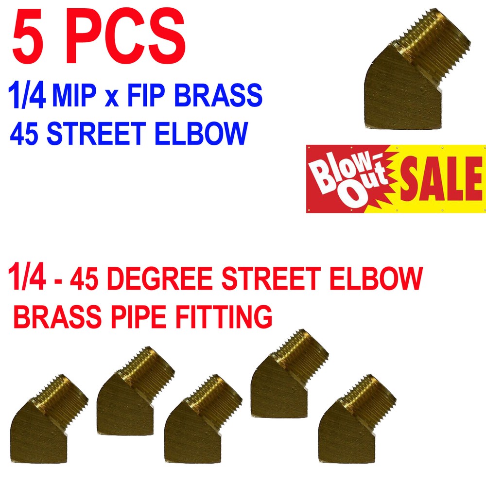 1/4 – 45 DEGREE STREET ELBOW BRASS PIPE FITTING 28231 (5pcs)