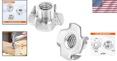 4-Pronged 3/8″-16 Stainless Steel T-Nuts – Set of 10 for Wood & Climbing Holds