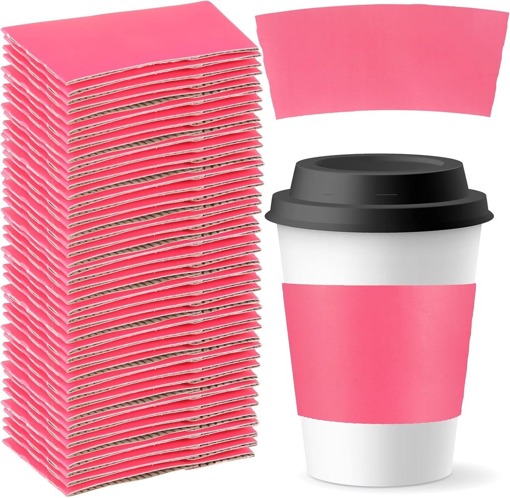 50 Pcs Coffee Cup Sleeves for Cold and Hot Drinks Disposable Corrugated Kraft