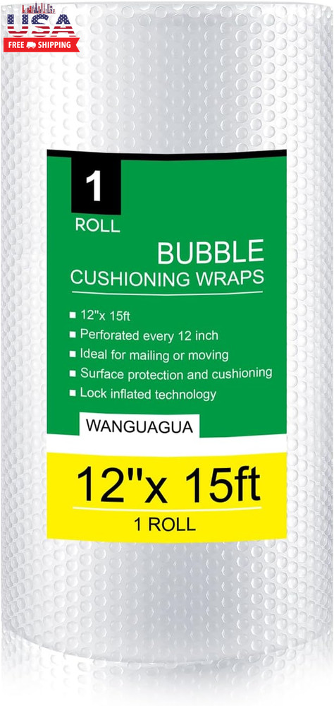 Bubble Packing Wrap for Moving Boxes Shipping Cushioning Supplies 1 Roll 12″ X 1