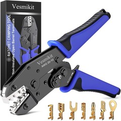 Crimping Tool for Non-Insulated Open Barrel Terminals-AWG AWG 20-10, Blue