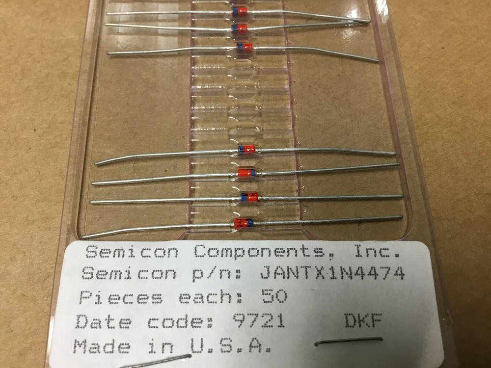 (1 PC) SEMICON JANTX1N4474 Zener Diode, Two Terminal, 24 Volt, 5%, DO-204AL