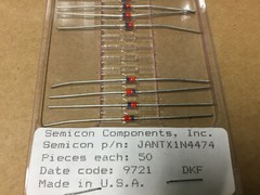 (1 PC) SEMICON JANTX1N4474 Zener Diode, Two Terminal, 24 Volt, 5%, DO-204AL