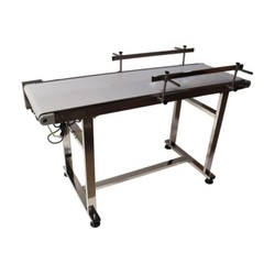 53in*15.7in White PVC Belt Conveyor with Double Guardrail Adjustable speed 110V