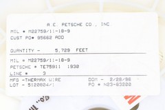 M22759/11-18-9 18AWG Silver Coated Copper PTFE Insulated Wire, White, 370ft