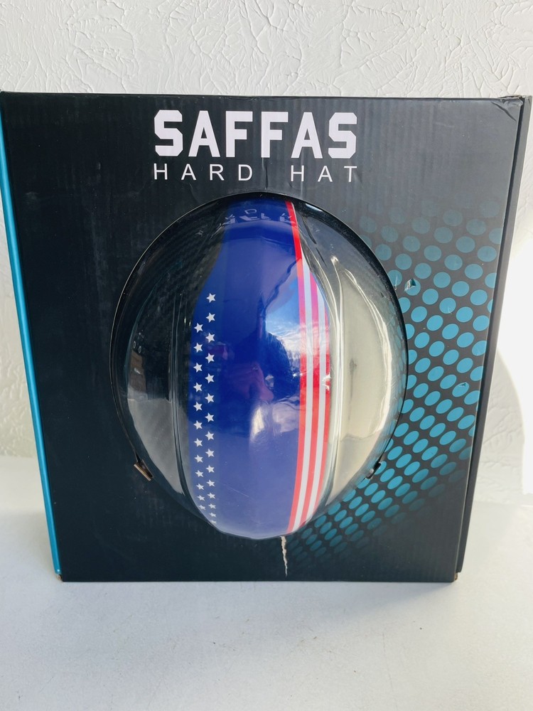 Saffas Carbon Fiber Hard Hat Full Brim Goggles Safety Helmet 6-Pt Suspension NIB