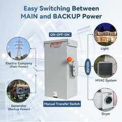 100A Manual Transfer Switch for Generator, 24000W General-Duty Double-Throw