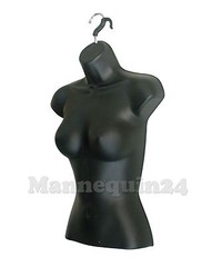 Flesh & Black Mannequin Female Torso Dress Forms Set with 2 Stands + 2 Hangers