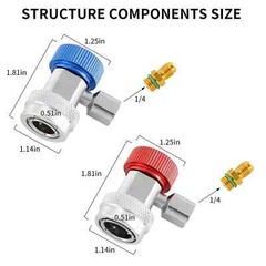 2Pack R134A Quick Connector Adapter Coupler Auto AC Manifold Gauge Low/High HVAC