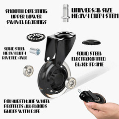 Set of 5 Office Chair 3″ Caster Rubber Swivel Wheels Replacement Heavy Duty