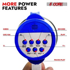 5Core 30 W Megaphone Bullhorn Recording Police Siren Horn Handheld Loudhailer