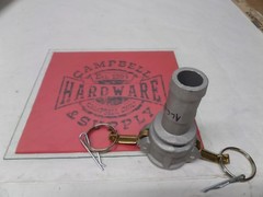 1″ Camlock Female x 1 Barb Hose with Brass Handles and Security Hair Pin Clips