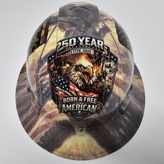 full brim hard hat custom hydro dipped IN AMERICA 250 YEARS ONE NATION STRONG