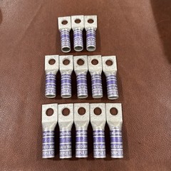 Lot of 13 Burndy YA28: One-Hole Compression Lug, N200 4/0 AWG CU, Purple Die 15