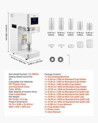 VEVOR Can Sealer Machine Automatic Commercial Soda Can Sealing Coffee Shop White