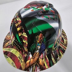 full brim hard hat custom hydro dipped IN MEXICAN ROOTS RAZA UNIDA USA PRIDE