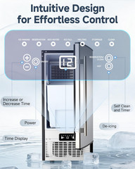 100lbs/24H Commercial Undercounter Ice Maker w/WaterFilter, Self-Cleaning &Timer