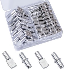 76 Pcs Shelf Pins Kit, 5mm Pegs Pins, 2 Styles Nickel 5mm, silvery