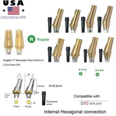 Hiossen ET Dental TI Cement-retained restoration 17° Angulated Abutment M/R Hex