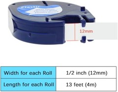 10PK Compatible Dymo LetraTag Refill 91331 12mm White Plastic Label Tape LT-100H