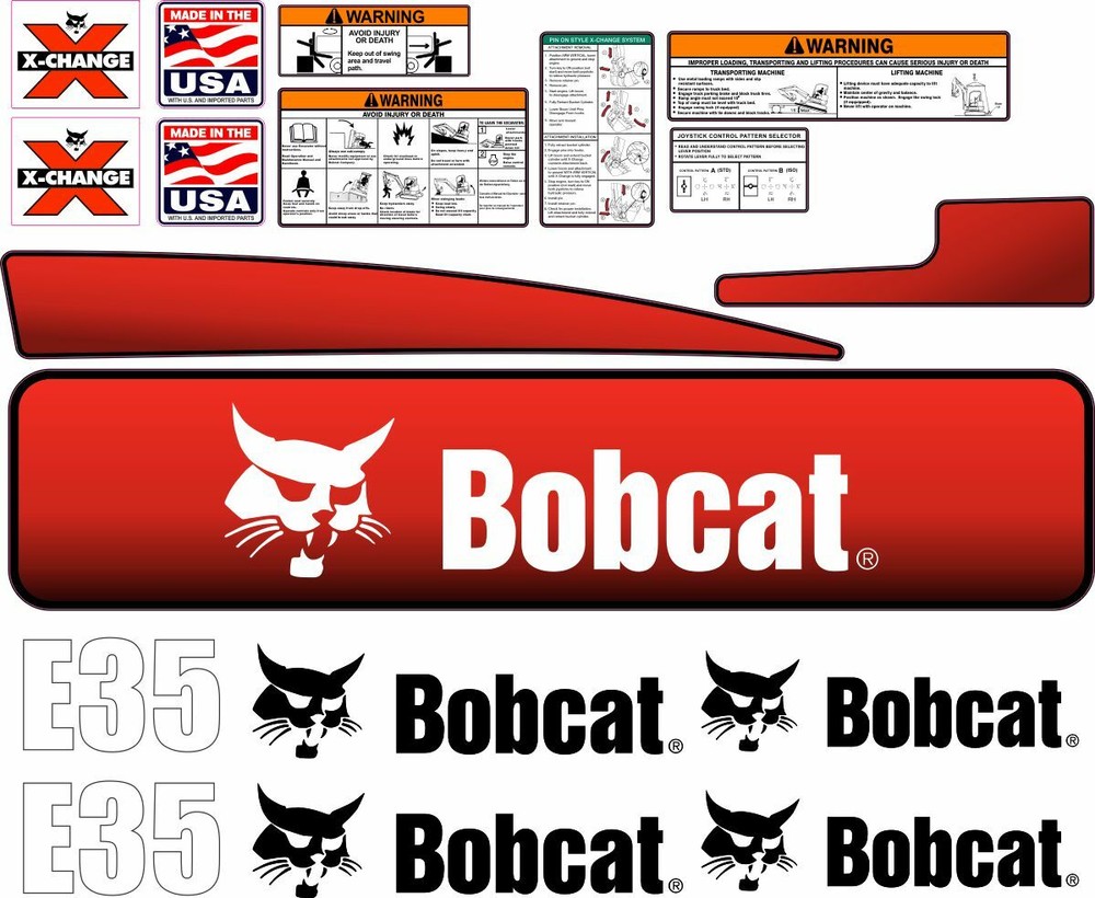 Bobcat E35 Excavator Aftermarket Decal Kit. Very High Quality
