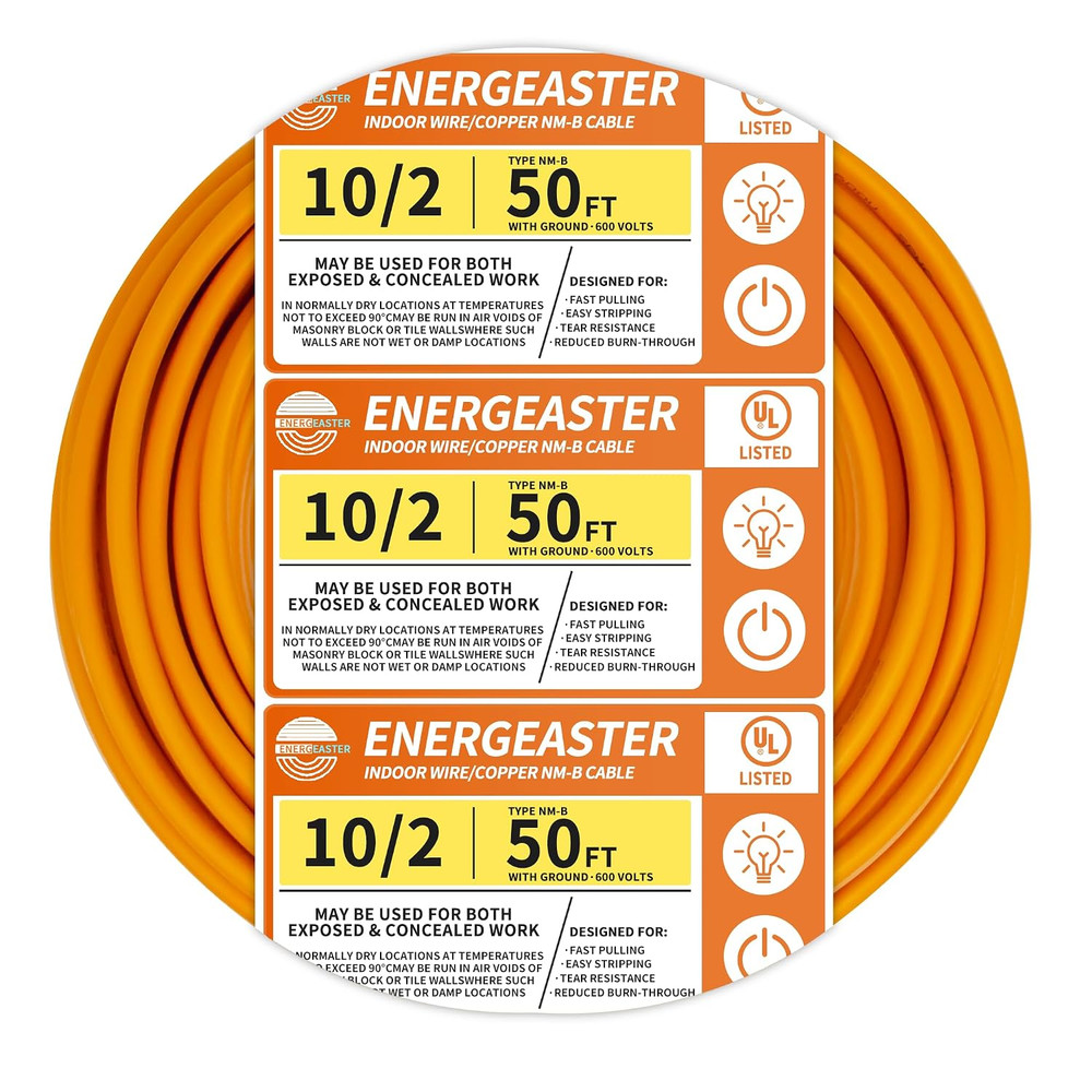 Solid Indoor 14/2 W/G NMB Cable 50Ft Coil，Electrical Wire 14 Gauge Wire 2 Conduc