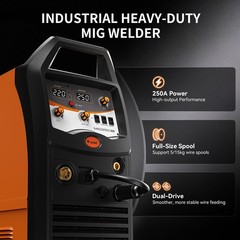 JASIC Welder MIG250 Heavy Duty MIG Welding Machine On Cart 115/230V Dual Voltage