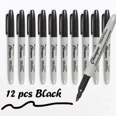 12pcs Black Permanent Marker Pens Fine Tip Waterproof Quick Dry Ink