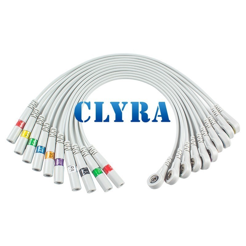 Banana To Snap Pigtail ECG Adapters Cable 10pcs Per Bag AHA 30cm 0.98Feet