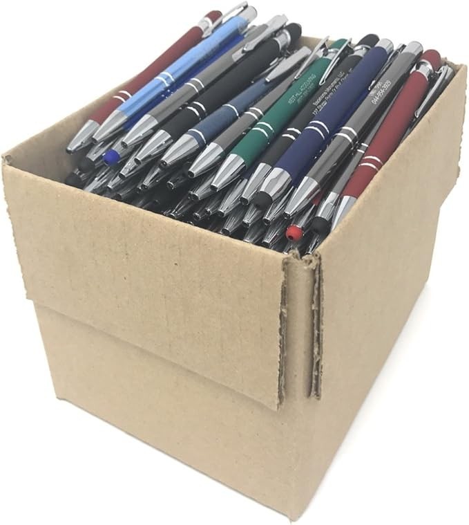 5 Lb. Box of Assorted Misprint Metal Retractable Ball Point – Bulk Misprinted Pe