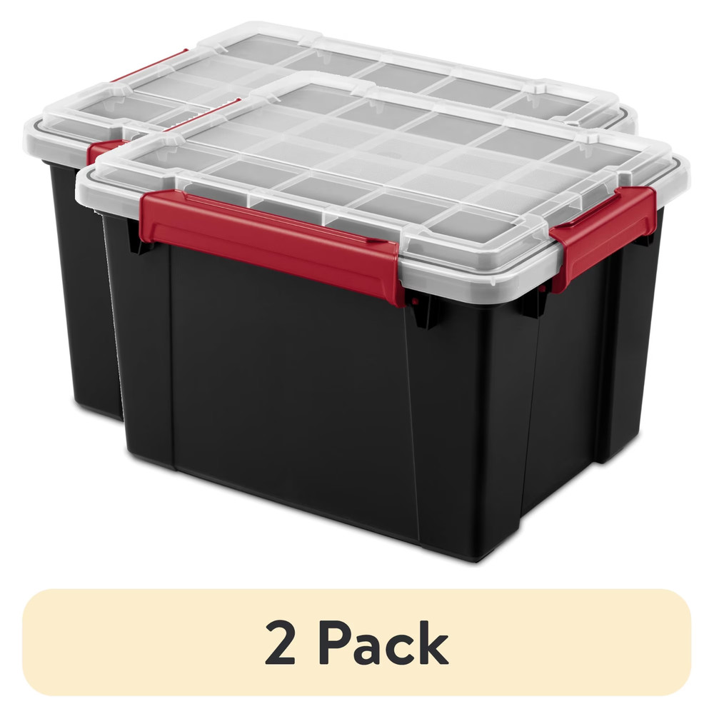 Sterilite 8.5 Gallon Small Gasket Tote, IP68 WaterProof Plastic Storage Bin