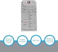 500 Perforated Tags Pre-Numbered Alteration Two Part Off White Merchandise