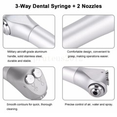 Dental 3 Way Air Water Syringe Triple Spray Handpiece 2 Nozzles Tips Tubes PRU