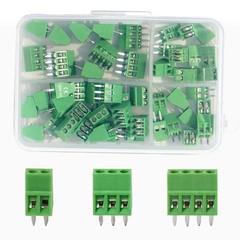 50PCS 2.54mm 0.1″ Pitch PCB Mount Screw Terminal Block Connector, 2P 3P 4P Te