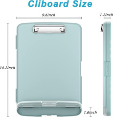 Plastic Clipboard with Storage, 8.5 x 11 High Capacity Folio Nursing Case with P