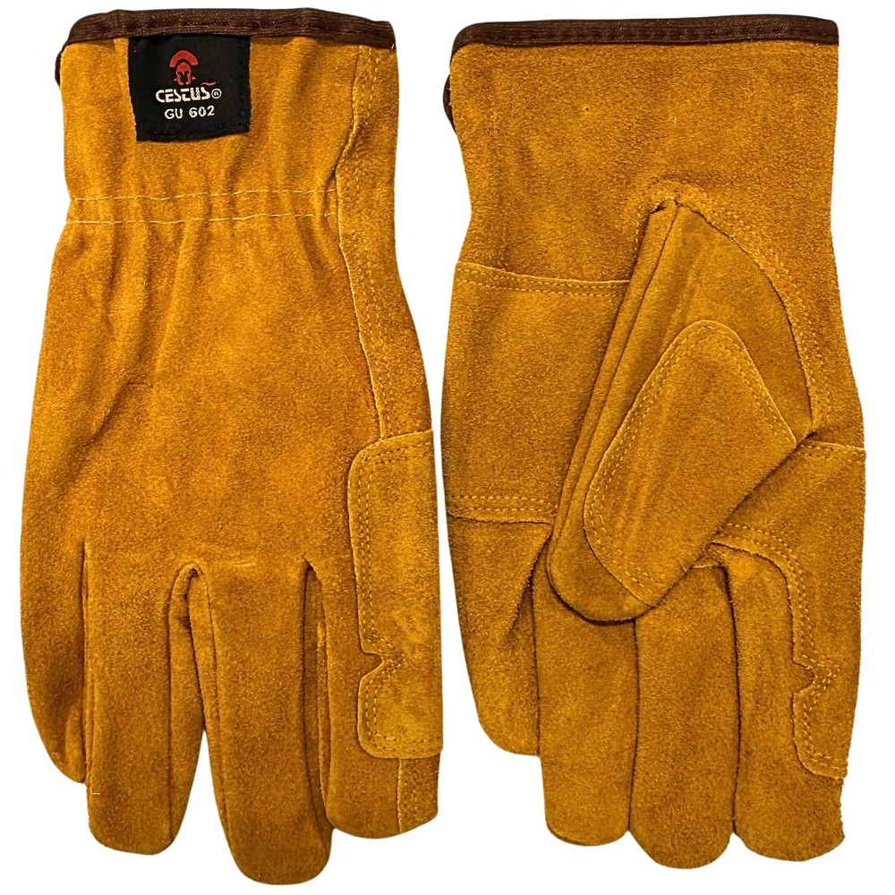 Gu602 Cowhide Leather Work Gloves For Men Reinforced For Construction Welding Wa
