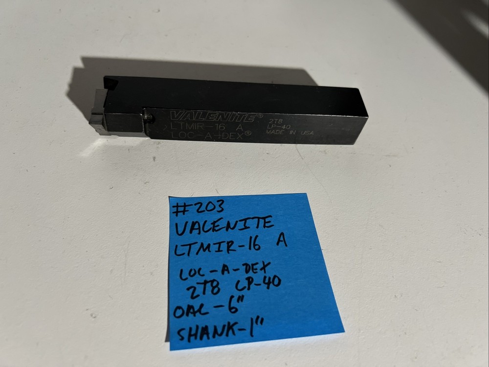 valenite LTMIR-16 A Indexible Carbide Lathe Toolholder 6”OAL 1”Shank Threading