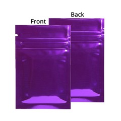 Multi-Size Both Sided Glossy Purple Foil Mylar Flat Zip lock Bag Wholesale P08