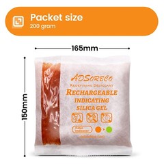 [200g 5p]Adsorbco Rechargeable Desiccant Packs, Indicating Silica Gel Packets