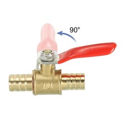 3 Pack 3/8″ Brass Mini Ball Valve Shut-off Valve Hose Barb Red Handle Brass Tone
