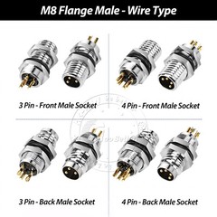 PG7 M8 Sensor Connector 3 Pin / 4 Pin Male / Female Straight / Elbow Plug IP67