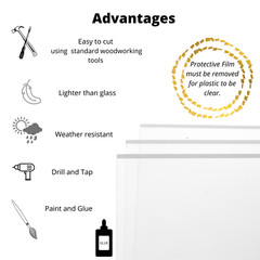 Clear Acrylic Sheet, Plexiglass Plastic Sheet 1/8″ x 24″ x 36″