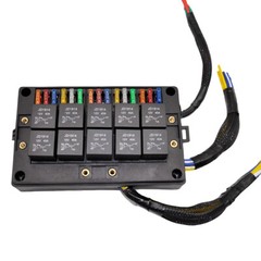Pre-Wired 15 Slots 10 Way Fuse Relay Box 12V Automotive, Fuse Relay Block New