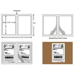 1000 Shipping Labels 8.5″x5.5″ Rounded Corner Self Adhesive 2 Per Sheet Blank US