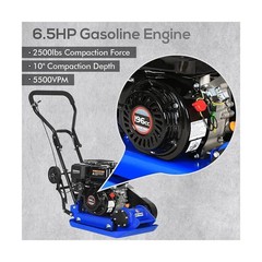 BILT HARD Plate Compactor Rammer, 6.5HP 196cc Gas Engine 5500 VPM 2500 lbs Co…