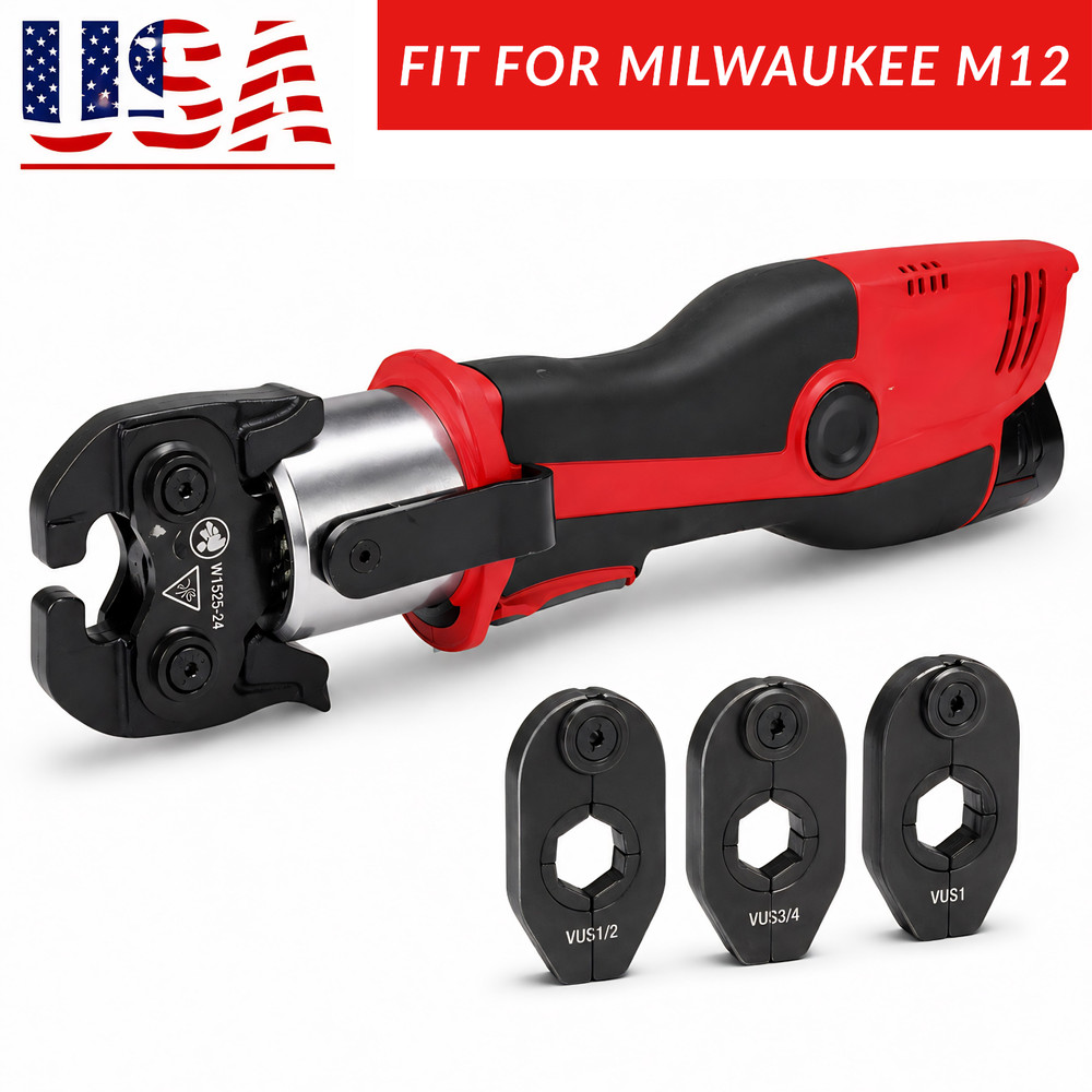 Universal Crimping jaw compatible with Milwaukee M12, Set 1/2 3/4 1″, for U.S.A.
