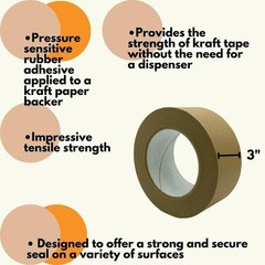 16 Rolls Flat Back Kraft Tan Carton Packing Sealing Tape 3″ x 60 Yards, 5.9 Mil
