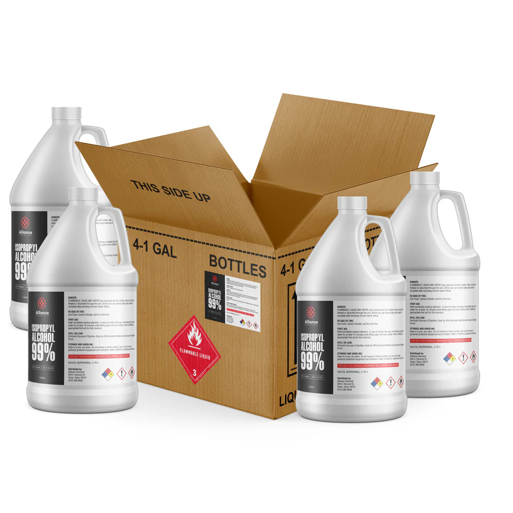 Isopropyl Alcohol 99% – Technical Grade – 4 Gallon Case