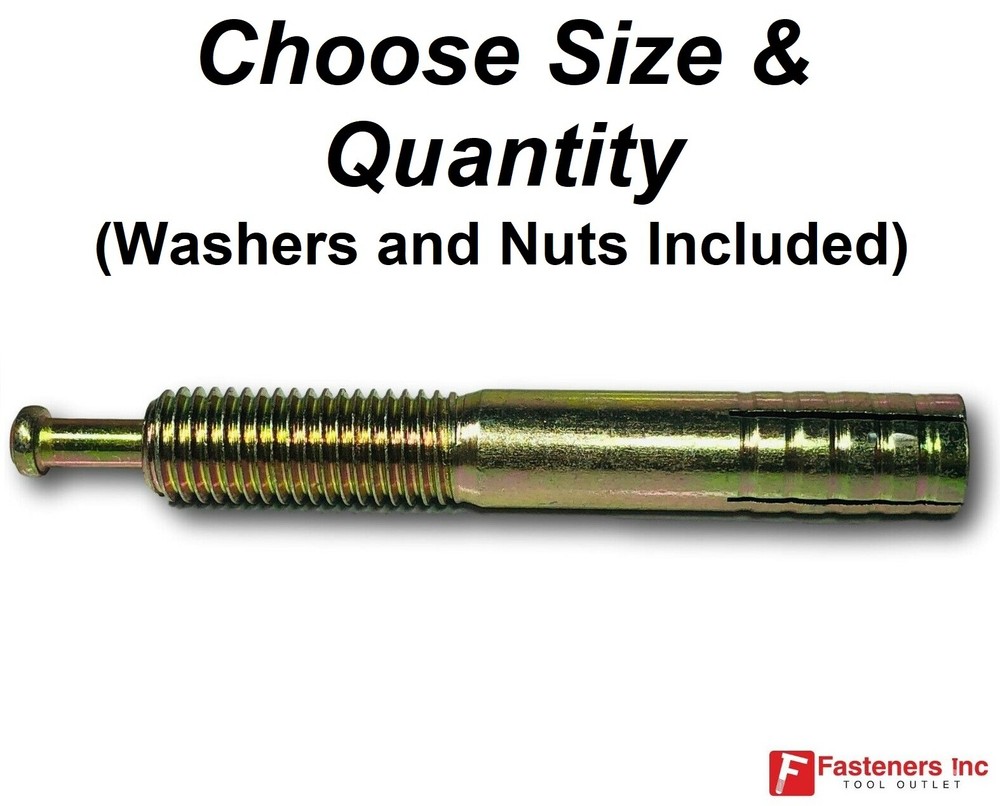 Strike Pin Nail Concrete Expansion Wedge Anchors Yellow Zinc Plated Choose Size
